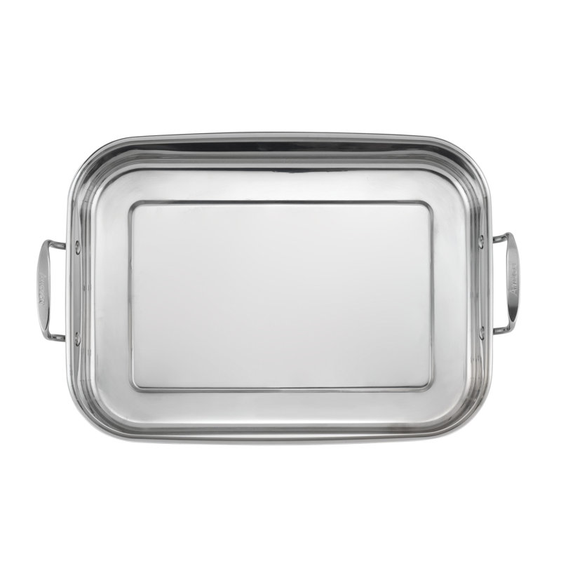 Anolon Tri-Ply Clad Stainless Steel Roaster / Roasting Pan with Nonstick Rack, 17-Inch x 12.5-Inch