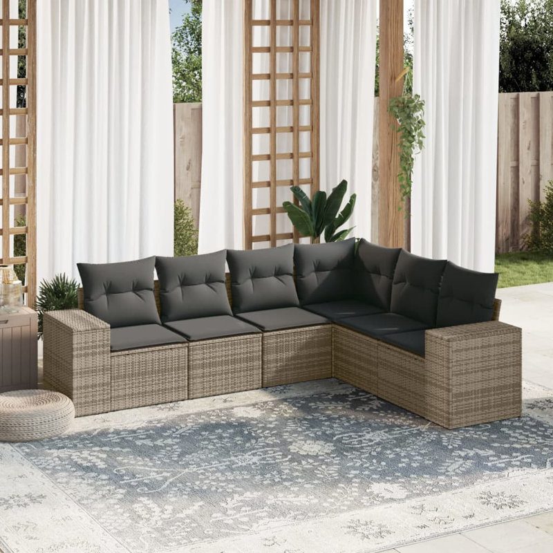Ensemble de canapé de jardin en rotin PE gris 6 pièces Vidaxl