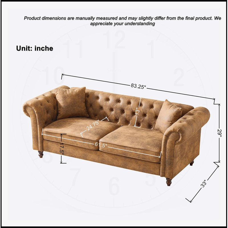 Canapé de 83 po Chesterfield Tech, Brun