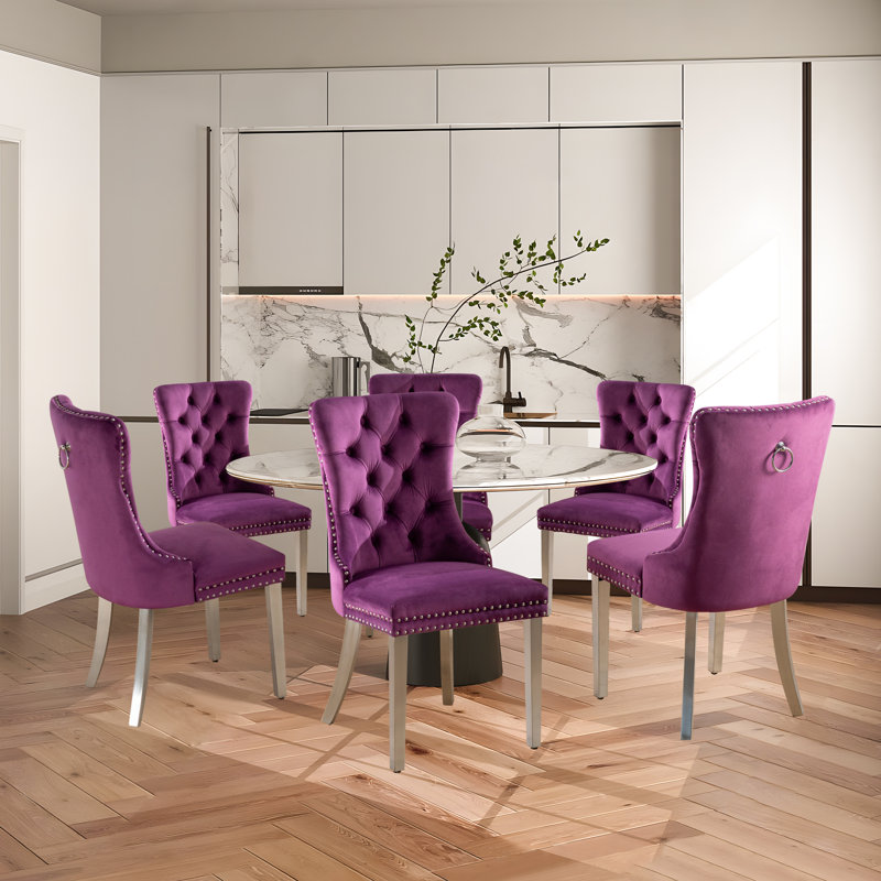 Chaise de salle à manger Klingbeill, Mauve, Argent argent, 4