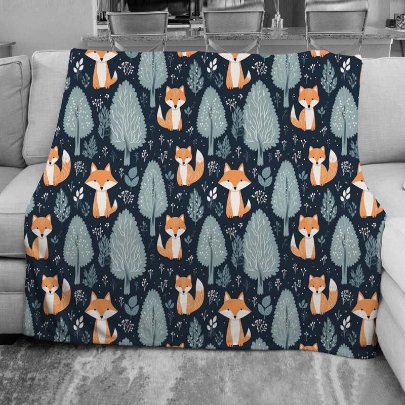 Whimsical Fox Fox Fleece Blanket, Throw