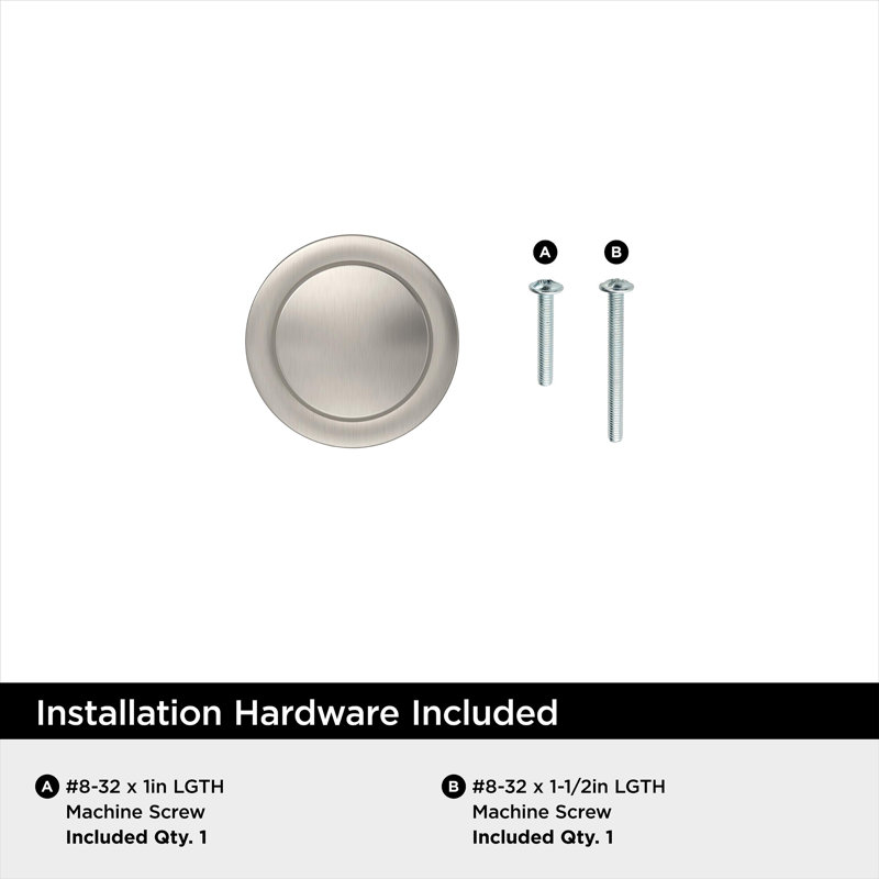 Poignée d'armoire Loop de 1 3/16 po (30 mm) de diamètre - paquet de 25, Nickel satiné