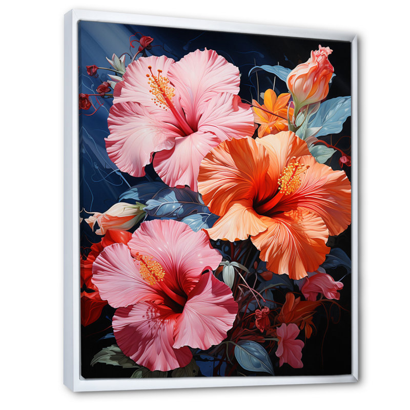 «Chaydenn Hibiscus Hibiscus Harmony I», reproduction sur toile, Cadre flottant blanc, H 32 po x l 24 po x P 1 po