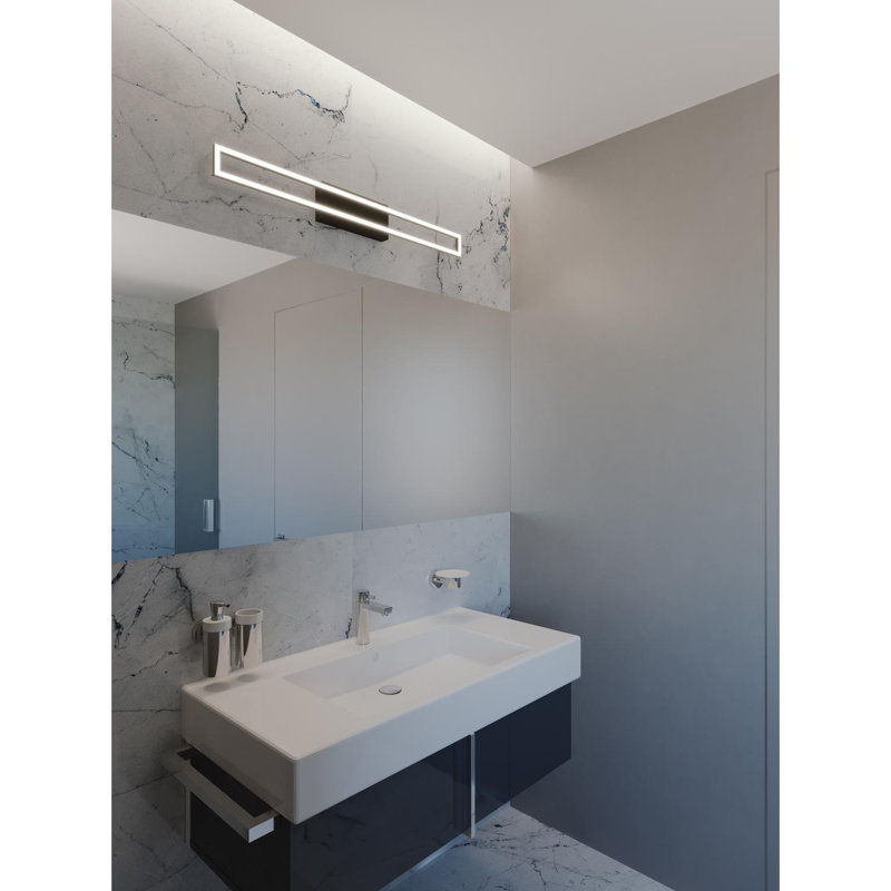 Zola Black Steel LED Vanity Light with White Acrylic Lens, 13.77 in