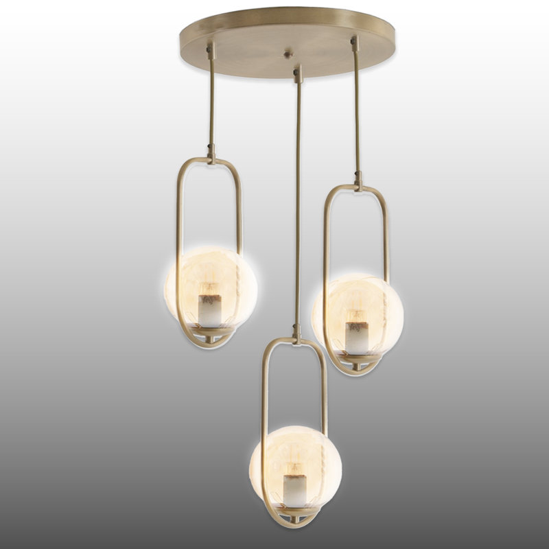 Adjustable Height 3 Lights Globe Cluster Pendant, Transparent
