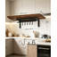 Ensemble de 2 supports à casseroles muraux, supports à casseroles rétro brun rustique avec tablette flottante-129419511
