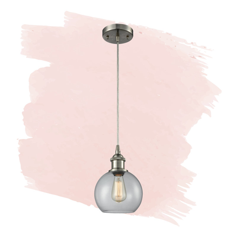 Baptista 1 - Light Single Pendant, Brushed Satin Nickel, Clear, 6 Watt Vinage LED Bulb