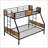 Twin Over Full Metal Bunk Bed with 2-Side Ladder &amp; Guardrail - No Box Spring Needed, Under Bed Storage, Black &amp; Brown