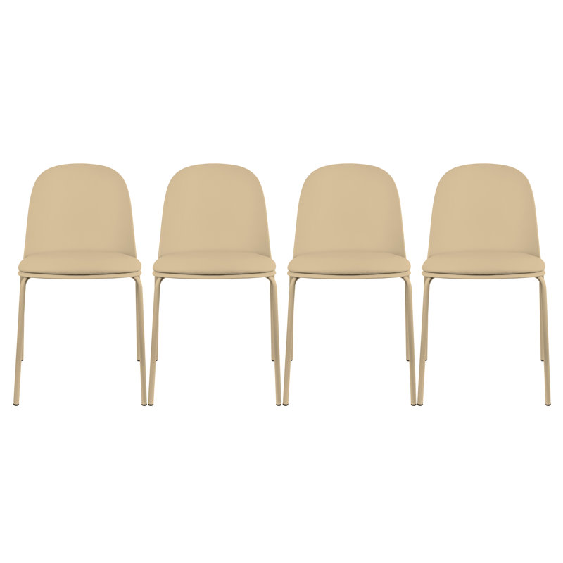 Gustawa Dining Chairs - Modern Stackable Plastic Chairs with Iron Legs & Padded Cushion - Set of 4 Kitchen & Dining Room Chairs, Beige