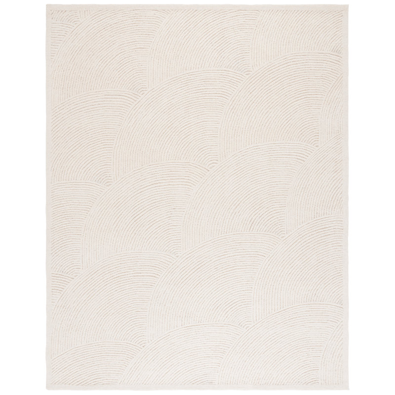 Textural Hand Tufted Wool/Cotton Geometric Rug in Ivory, Rectangle 4" x 6"