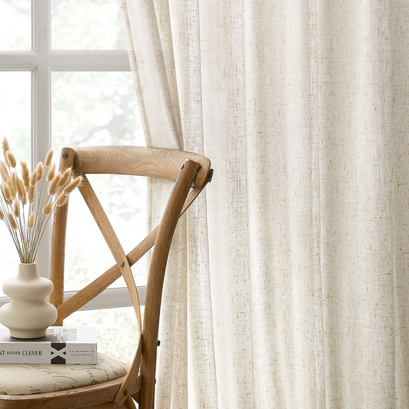 Rideaux en lin mélangés plissés à la main Homeideas, 40 po x 84 po