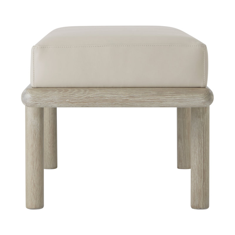 Repose Leather Bench, Gray Oak