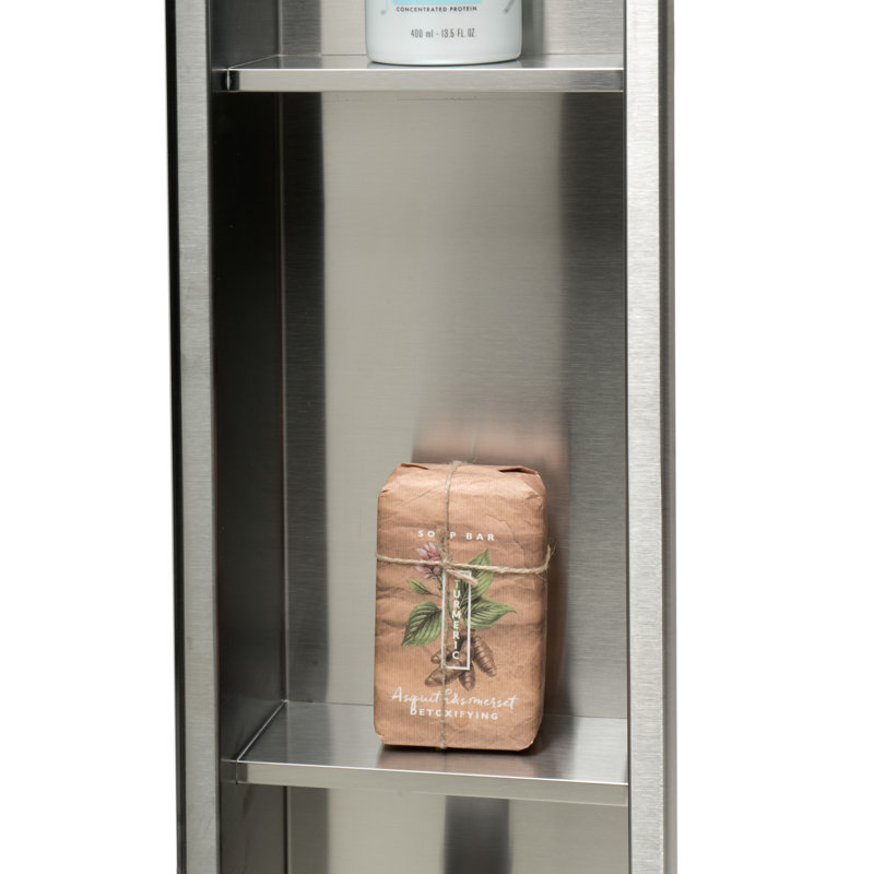 Niche de douche verticale en acier inoxydable, Acier inoxydable brossé