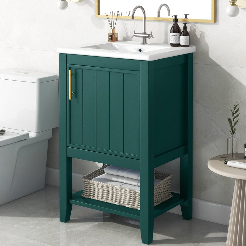 Etheria 20.09 " W Freestanding Standard Free Standing Single Double Single Vanity Bathroom Vanity With Ceramic Top