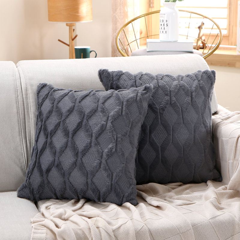 (Covers With Inserts) Set of 2 Double Sided Polyester Square Pillows