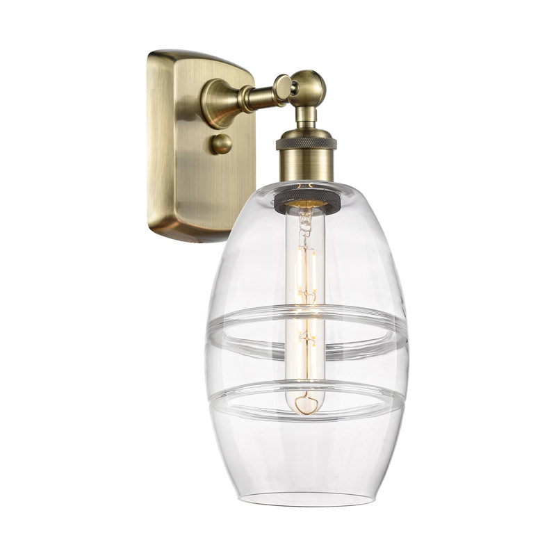 Applique murale en acier Bettylou, Laiton antique, H 9,13 po x l 5,88 po x P 7,06 po, Transparent