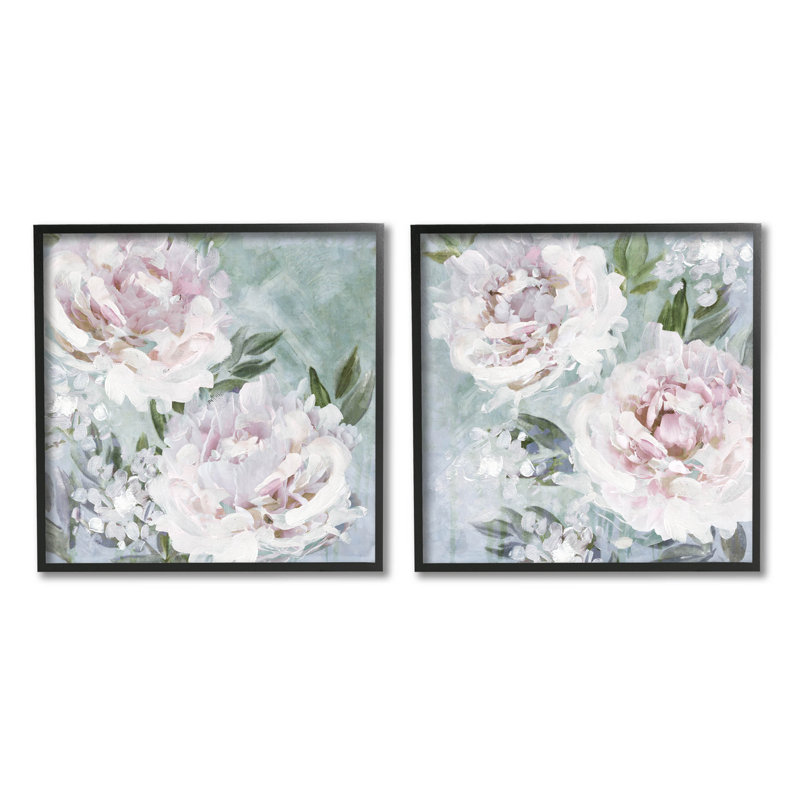 «Fluffy Blooming Pe pivons Nature», ensemble de 2 giclées encadrées par Nina Blue, Giclée encadrée noir minuit