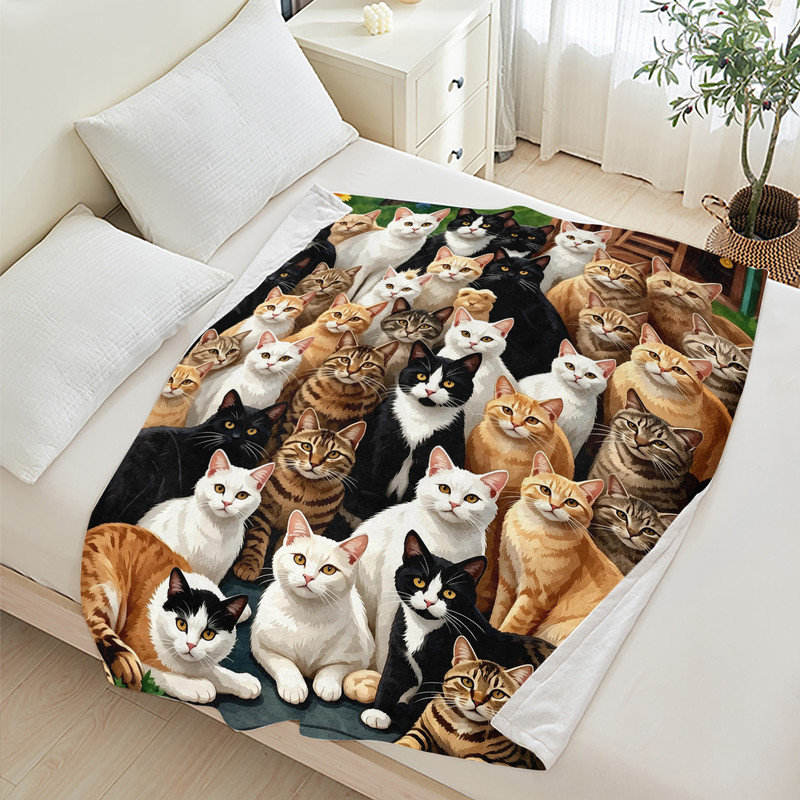 Jeté JYK, L 30 po x l 40 po, Portrait de groupe de chats