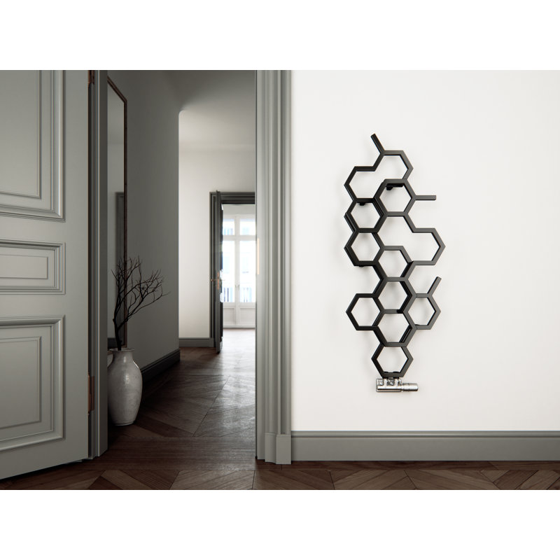 Hex Vertical Designer Radiator 1200Hx486W, Black