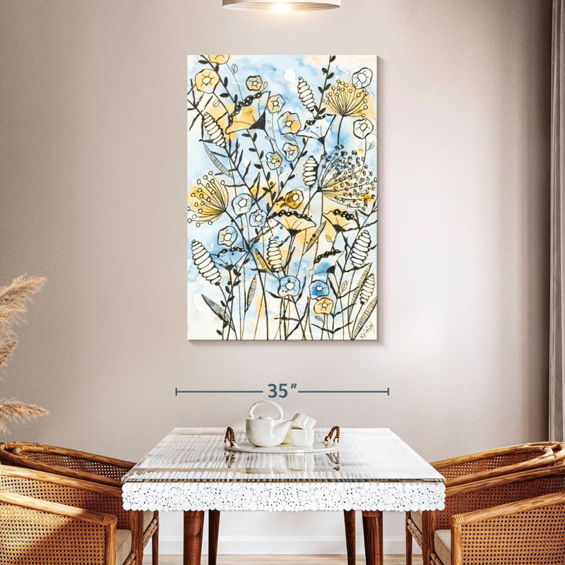 Harnek Yellow and Blue Blooms I, 48" H x 32" W