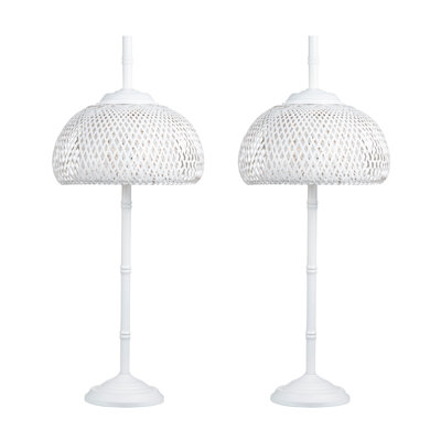 37.5" Metal Table Lamp With White Shade