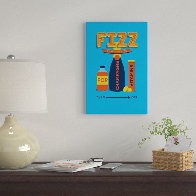 « fizz » par stephen wild, reproduction d’art sur toile tendue, H 60 po x l 40po x P 1,5 po, Toile avec cadre noir