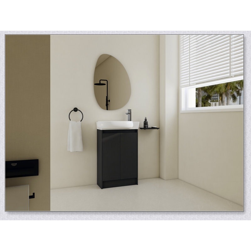 Meuble-lavabo autoportant de 23 po avec lavabo et portes à fermeture douce, Noyer