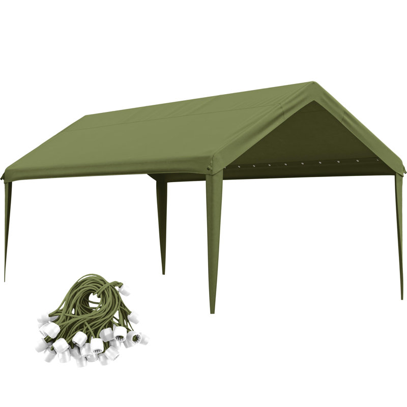 12 X 20 Ft Carport Canopy Cover Replacement With Bungees, 600D Oxford Fabric With PU Coating, Water-Resistant & UV Protection, Tear-Resistant, For Vehicle, Boat & Equipment Protection (Frame Not Included)