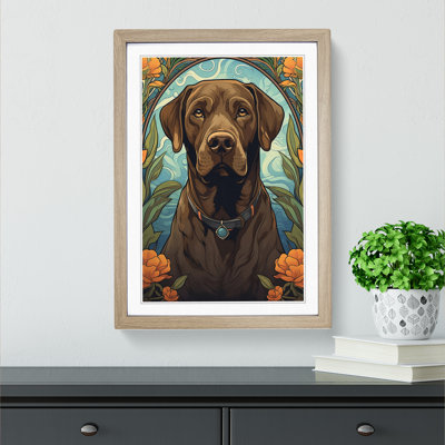 Labrador Retriever Nouveau - Single Picture Frame Print on Wood