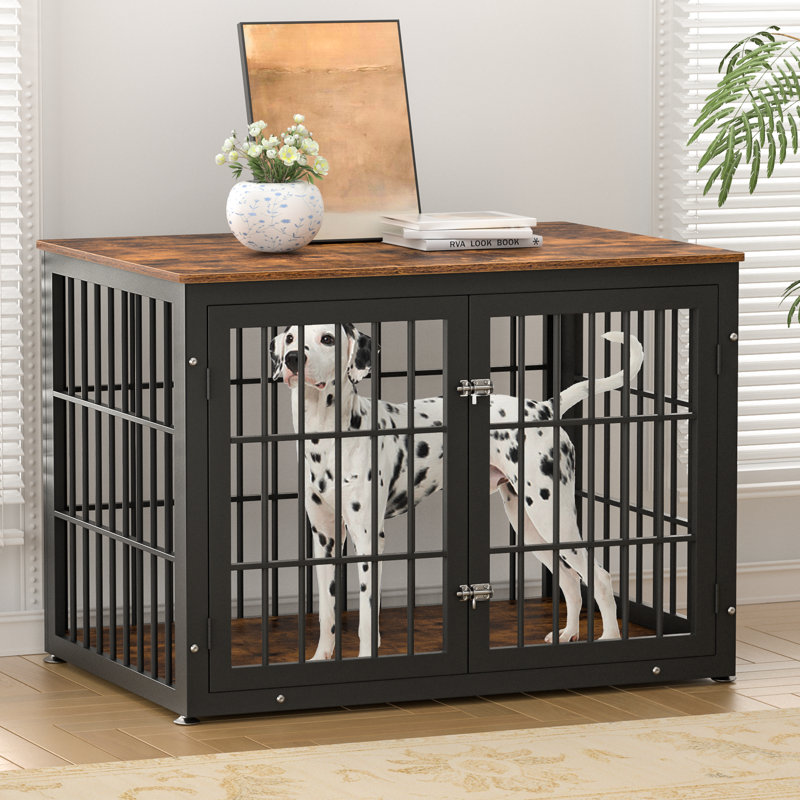 Meuble pour chien robuste de 42 pouces, table de bout décorative pour animal de compagnie, chenil en bois pour l'intérieur