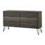 Commode en bois massif de style contemporain avec pieds en épingle à cheveux en métal, gris