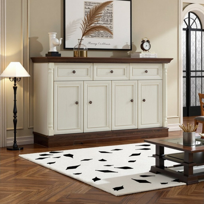 Buffet spacieux de style campagnard - Rangement robuste et design multifonctionnel, Blanc