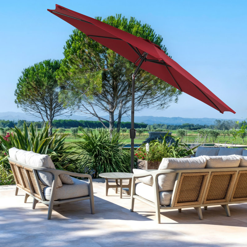 3m Large Paraso With UV, Garden Sun Shade Canopy Patio With Crank Tilt, Outdoor Umbrella  , Red