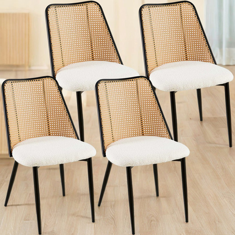 Ensemble de 4 chaises de salle à manger Off Rattan, Blanc cassé, 4