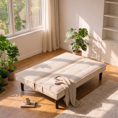 JZR 65.7" W x 30" D x 28" H Convertible Corduroy 2-Seater Sofa Bed