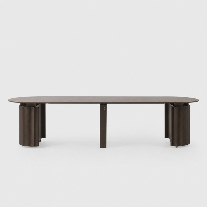 Oval 44" to 132" Extendable Dining Table with Removeable Leaf and Hidden Caster