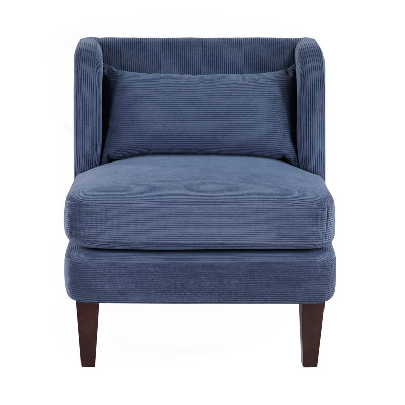 Elodie 27.5" Mid-Century Modern Armless Accent Chair, Blue Velvet