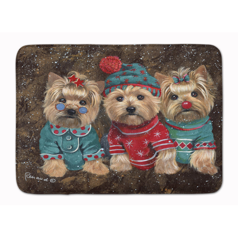 Tapis pour salle de bain Yorkshire Terrier Yorkie Christmas Elves