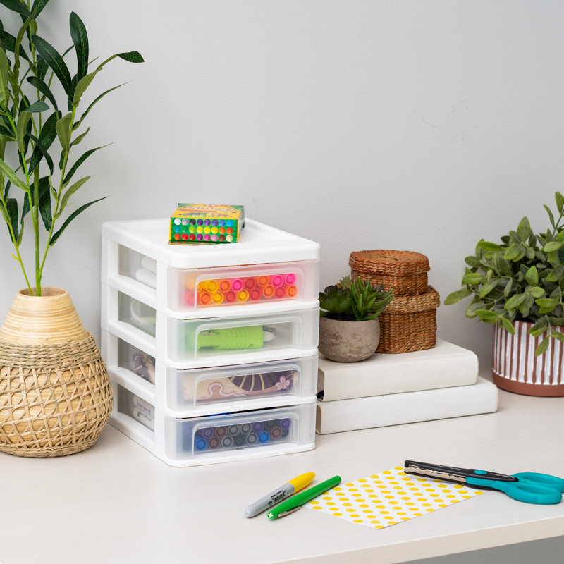 Plastic Stackable Desk Organizer, White