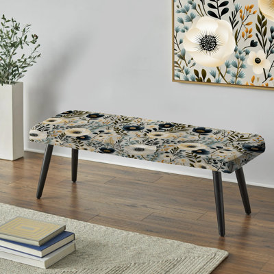 Banc rembourré floral noir