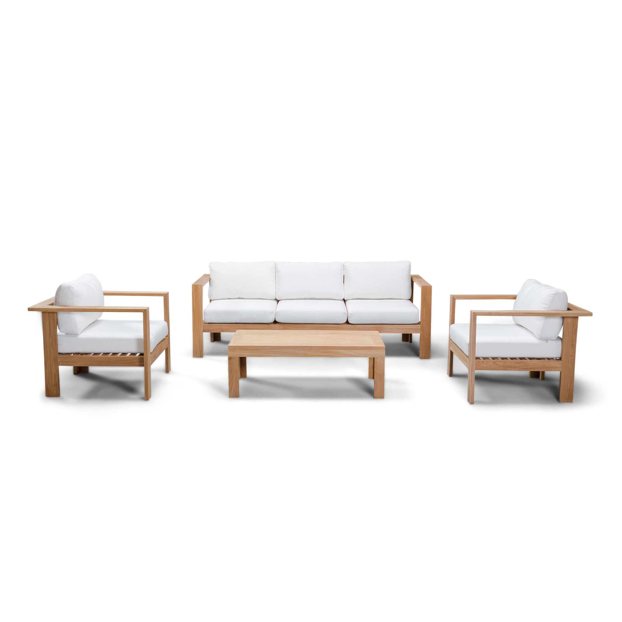 Sonoma 4 Piece Teak Outdoor Seating Group with Sunbrella® Cushions, Canvas Natural Sunbrella® Canvas