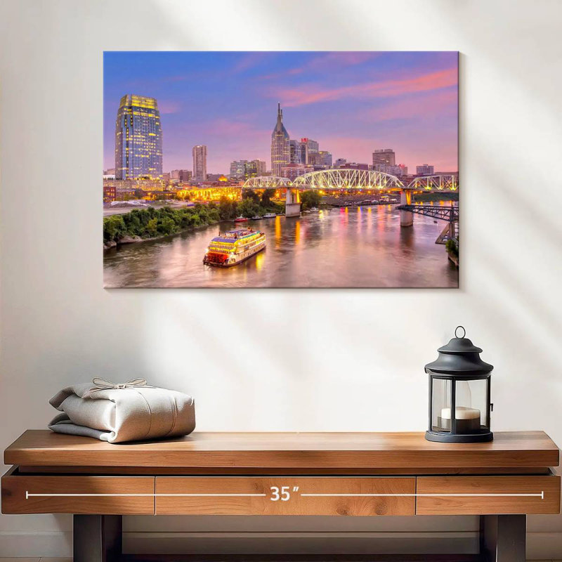 Nashville, coucher de soleil mauve, ciel, H 16 po x l 24 po