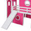 Lit mezzanine double avec tente et tour rose Slide - Rose