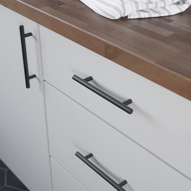 Matte Black Stainless Steel Modern Bar Pulls Set of 10
