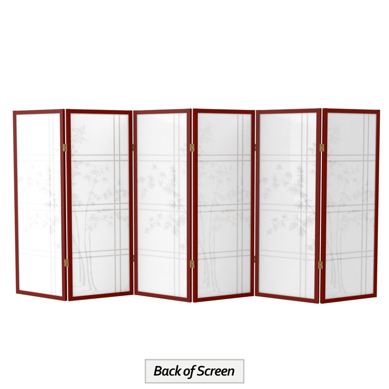Paravent en bambou Keitez, 6 panneaux, Bois de rose
