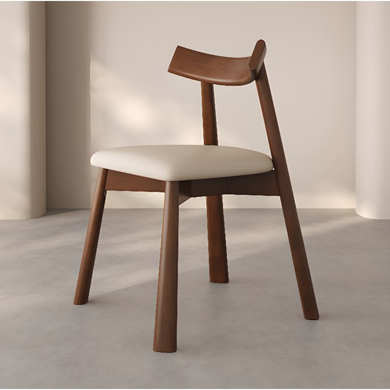 Chaise rembourrée moderne avec pieds en bois, Blanc