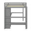 Lit double surélevé en bois pleine grandeur avec espace de travail et tablettes polyvalentes-1631575527
