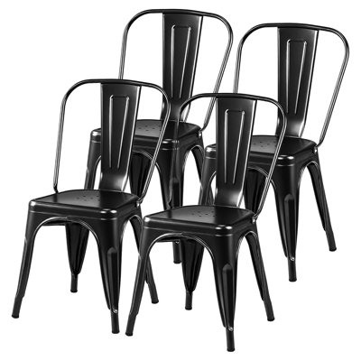 350lbs Metal Stacking Side Chair Set of 4