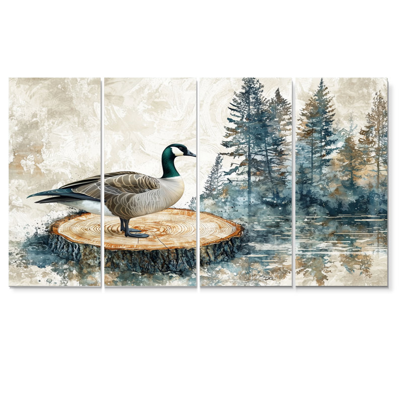 Oie canadienne au bord du lac II, H 28 po x l 48 po