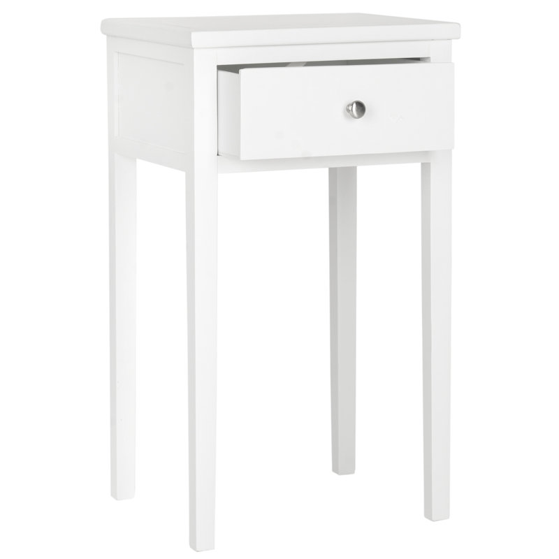 Table de bout en bois massif avec rangement Joanna, Blanc